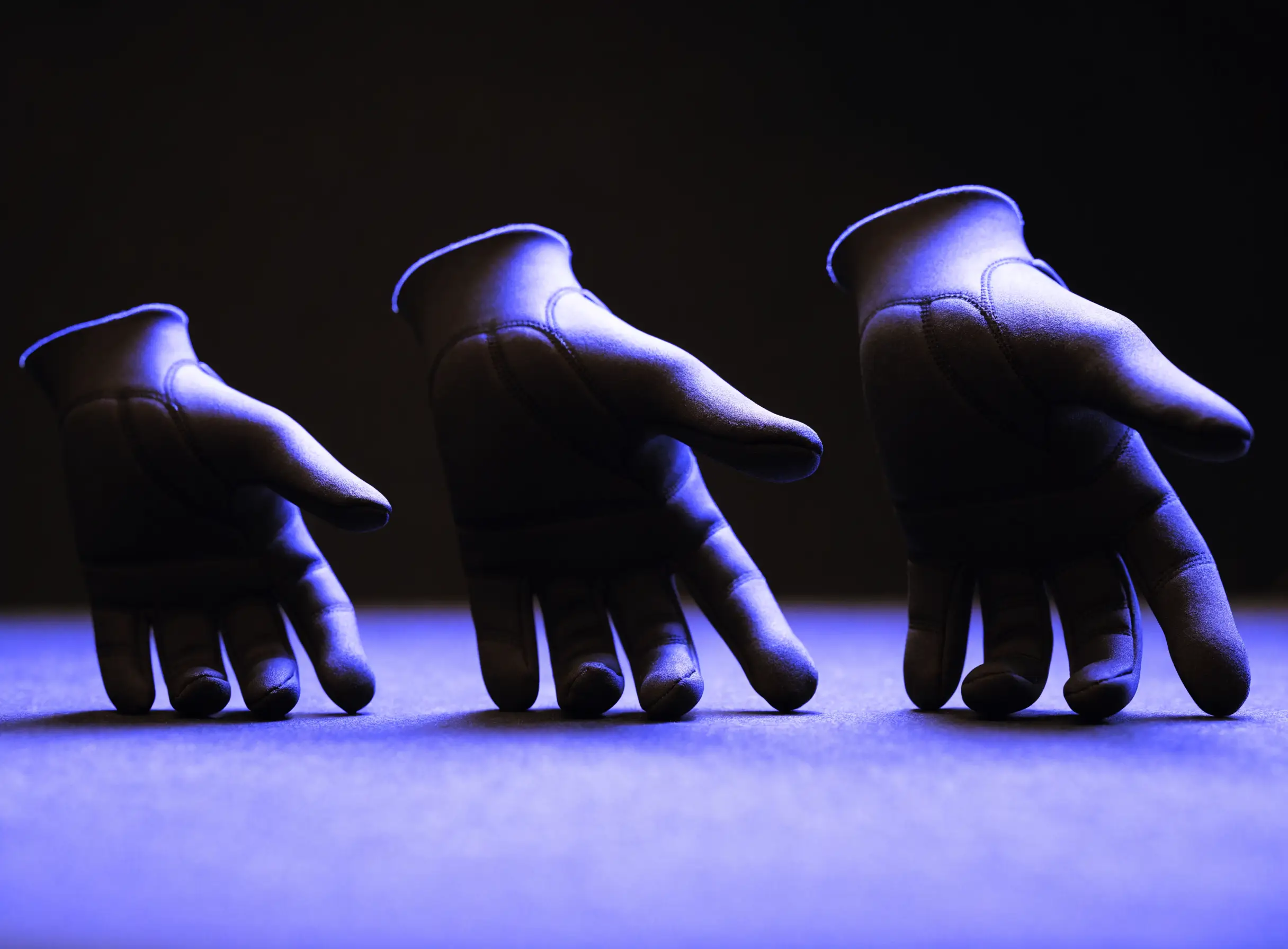 Several kinds of athletic and work gloves